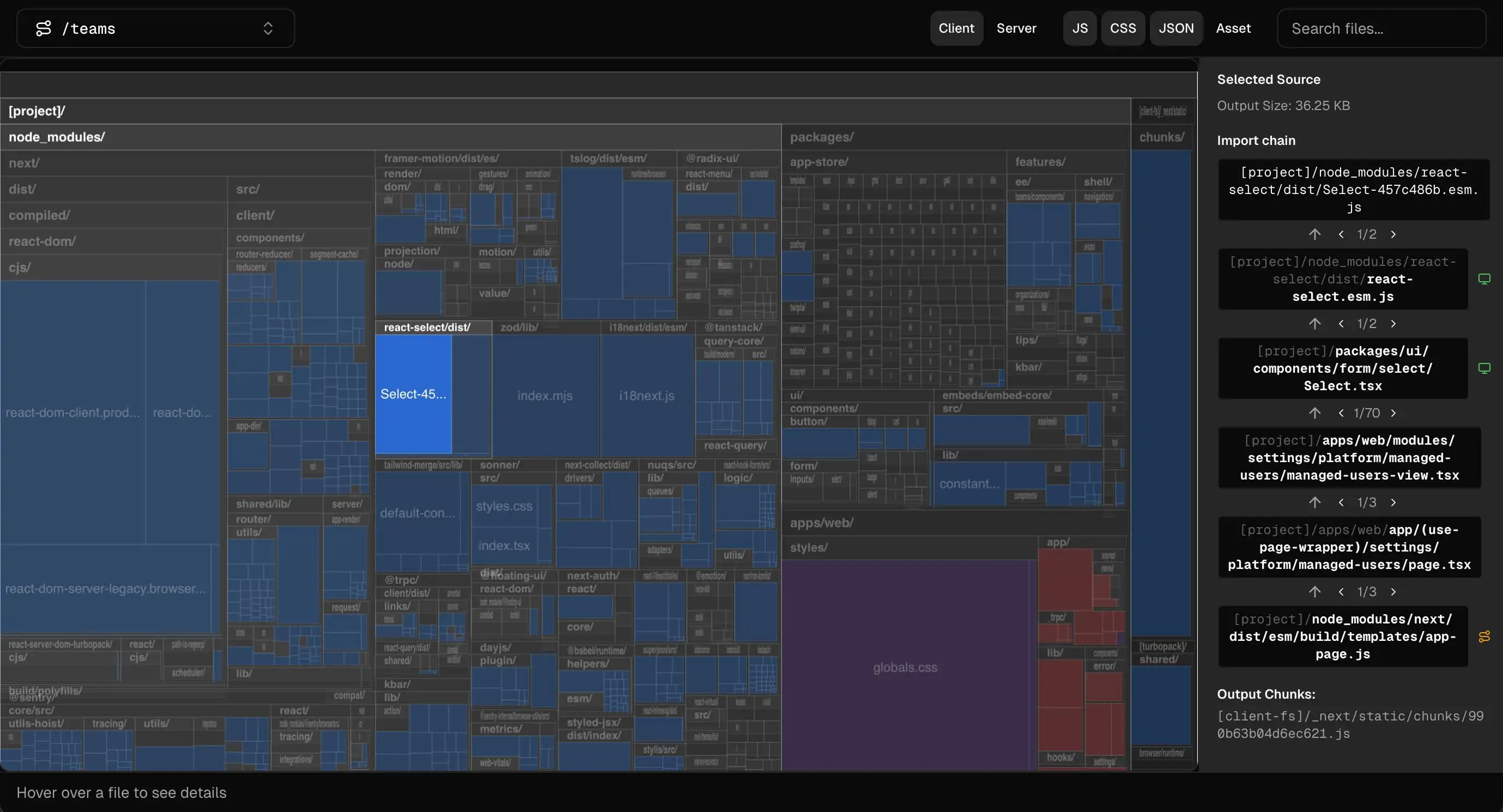 Bundle analyzer treemap of this siteβs JavaScript output